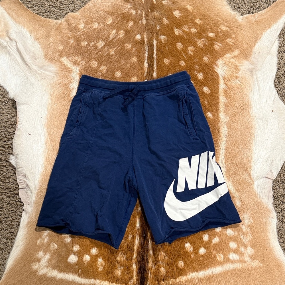 Nike Kids Navy Blue Shorts with White Logo